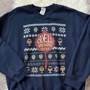 Odell Brewing Co Navy Festive Holiday Crewneck